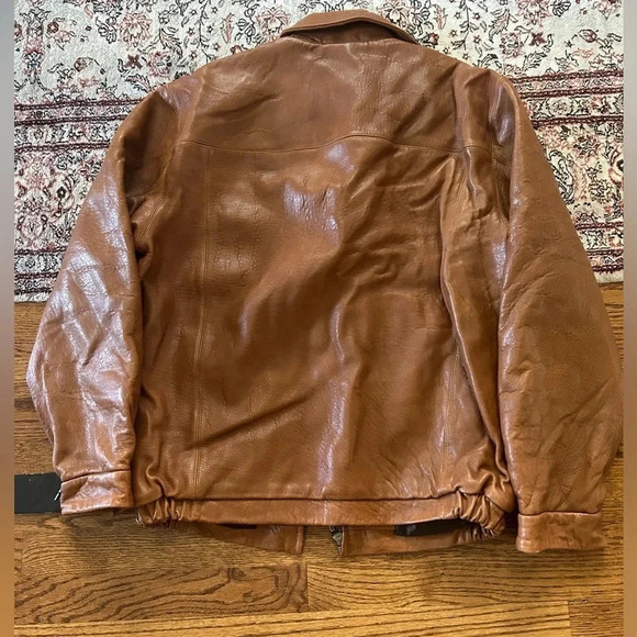 Jones New York Genuine Lamb Leather Brown Bomber Jacket Men’s Size Medium - Picture 2 of 4